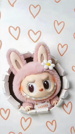 Pink Labubu Making A Big Hole