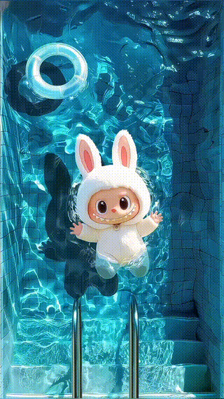 White Labubu Taking A Bath Again