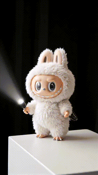 White Labubu Holding A Flashlight