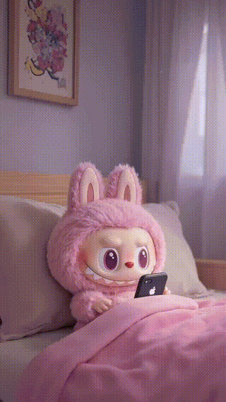 Labubu Missing You While Surfing Phone