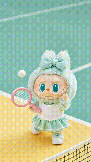 Girl Labubu Playing Tennis
