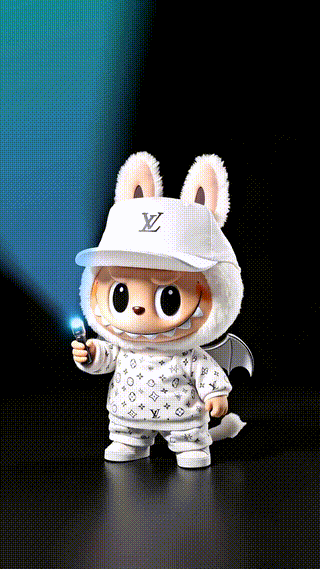 Labubu In Lv Playing With Flashlight
